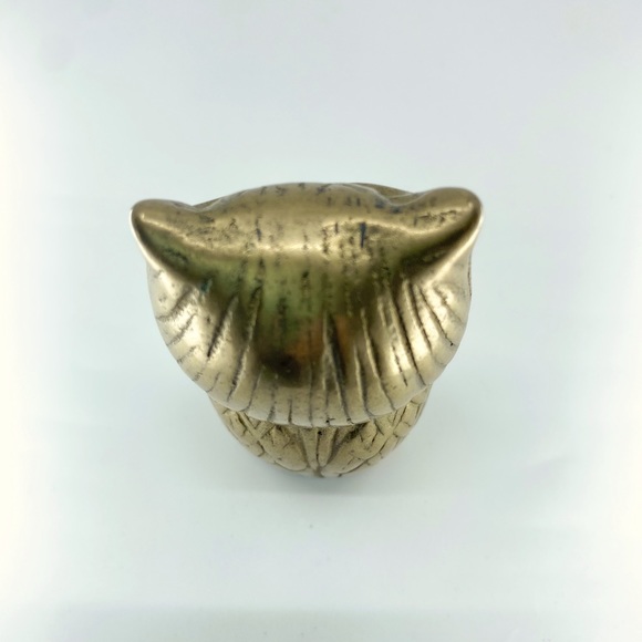 Vintage Brass Owl Figurine Paperweight • Mid Century Taiwan R.O.C. MCM Decor - Picture 7 of 10